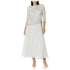 **J Kara** Women's Boat Neck Asymmetrical Beaded Dress 18 NWT